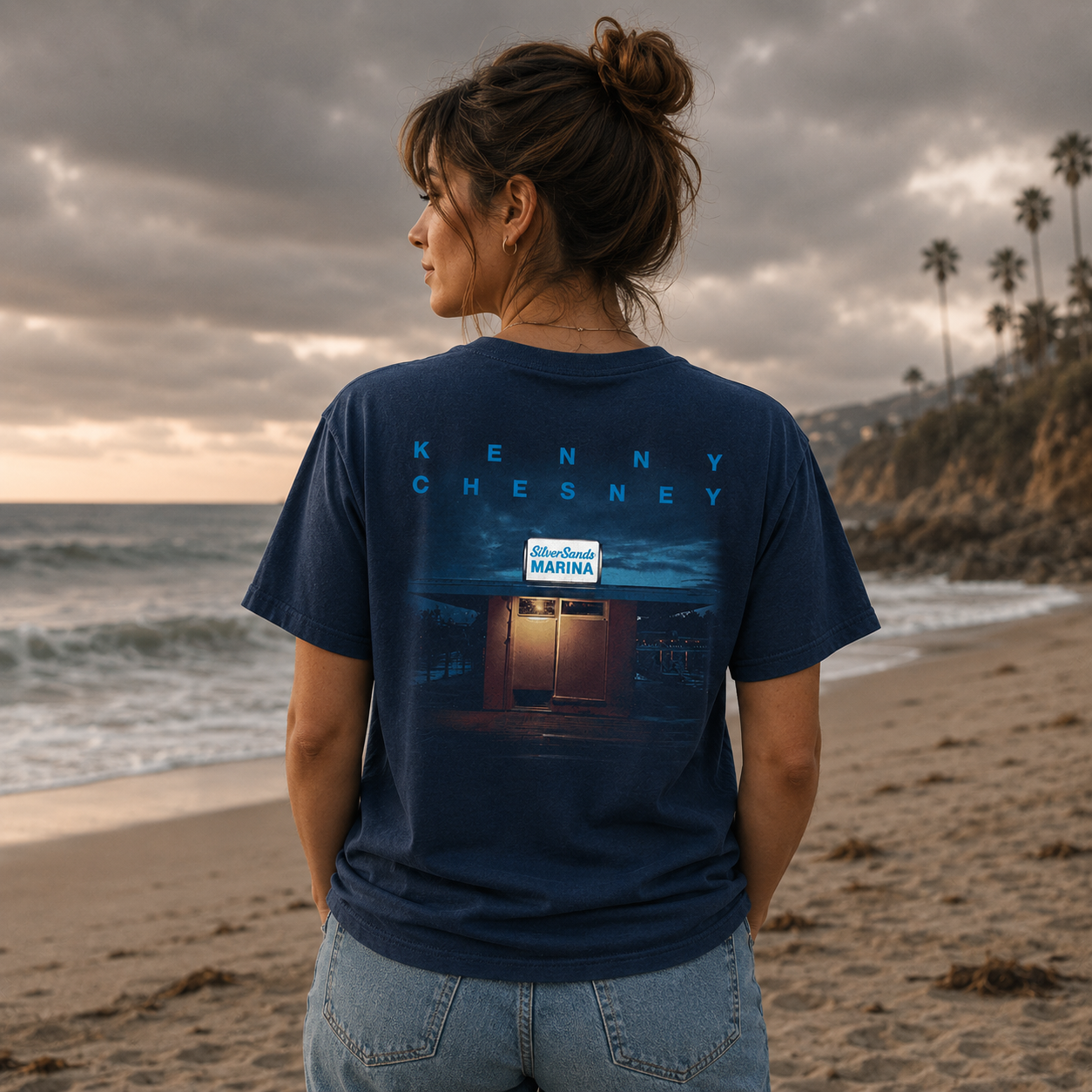 Silver Sands Marina Navy T-Shirt with Carry On (7” Vinyl-Sphere Edition)