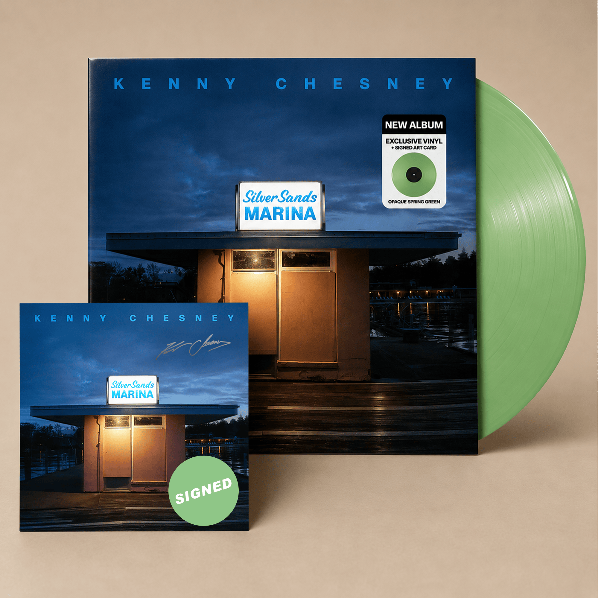 Silver Sands Marina (Opaque Spring Green Vinyl + Signed Art Card)
