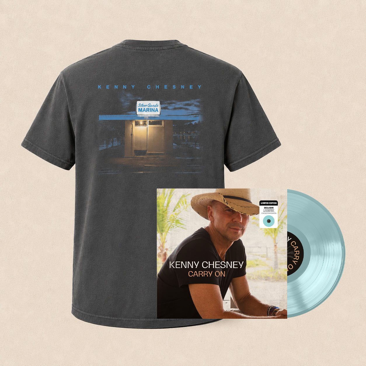 Silver Sands Marina Pepper T-Shirt with Carry On (7” Vinyl-Sphere Edition)